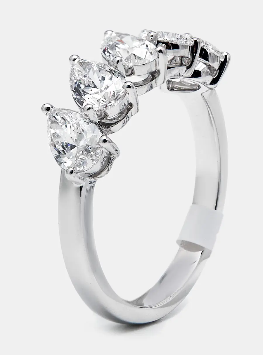 1.7 cts Pear Brilliant Lab Grown Diamonds 18k White Gold Ring Size 52