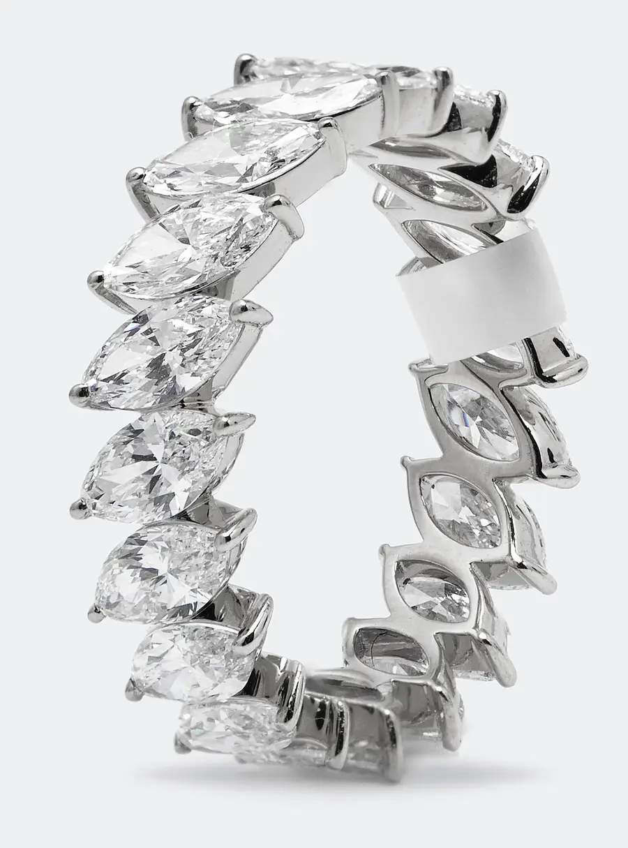 3.80 cts Marquise Brilliant Lab Grown Diamond 18k White Gold Eternity Band Ring Size 54