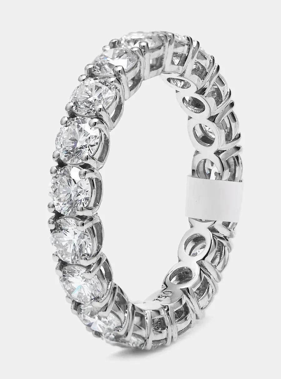 3.00 cts Round Brilliant Lab Grown Diamonds 18k White Gold Eternity Band Ring Size 54