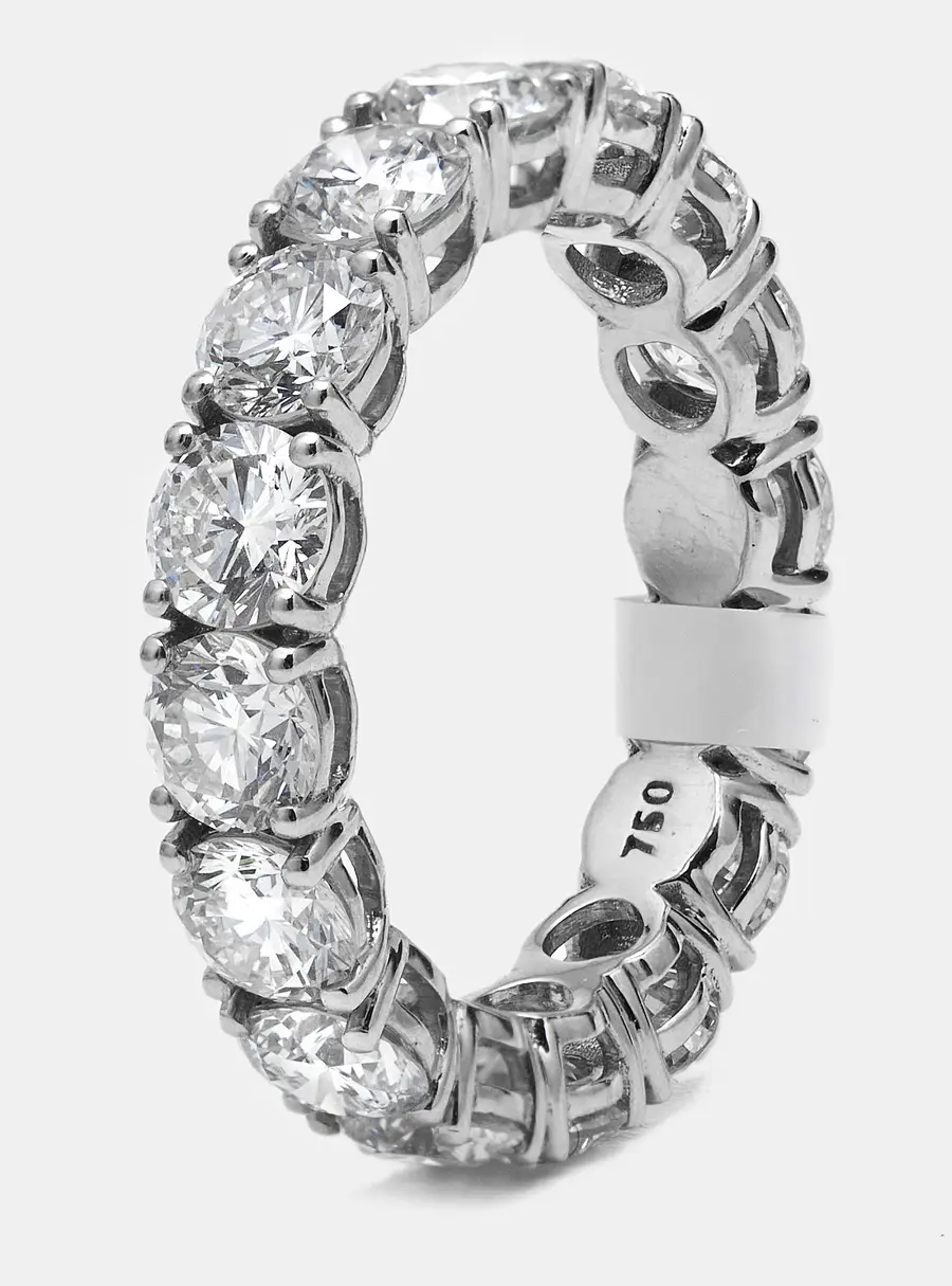 5.00 cts Round Brilliant Lab Grown Diamonds 18k White Gold Eternity Band Ring Size 54