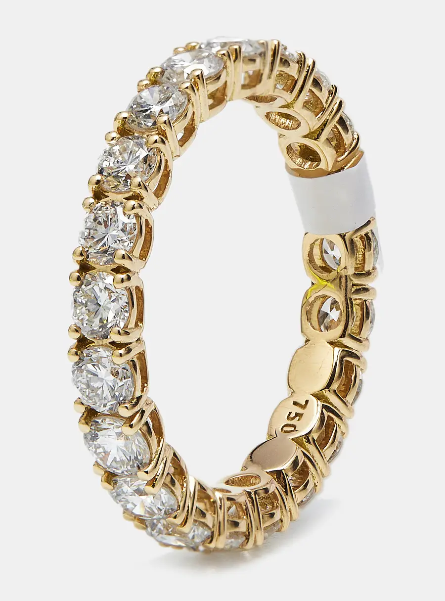 2.25 cts Round Brilliant Lab Grown Diamonds 18k Yellow Gold Eternity Band Ring Size 54