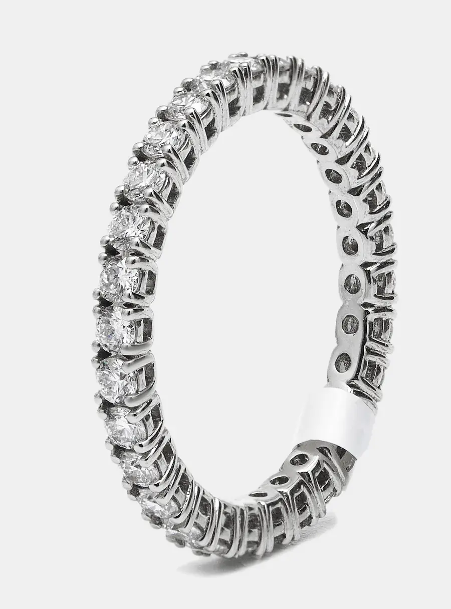 1.00 cts Round Brilliant Lab Grown Diamond 18k White Gold Eternity Band Ring Size 53