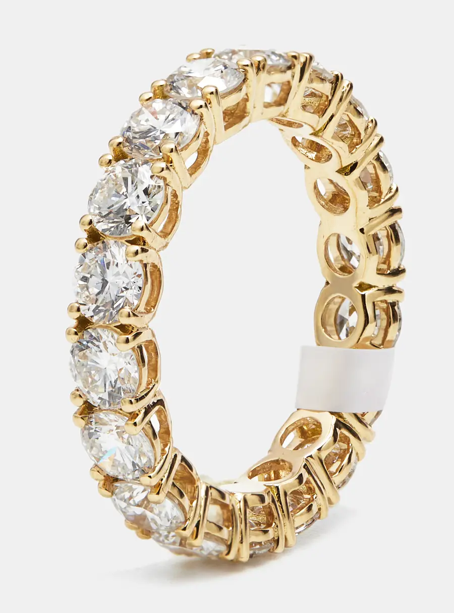 3.60 cts Round Brilliant Lab Grown Diamonds 18k Yellow Gold Eternity Band Ring Size 53