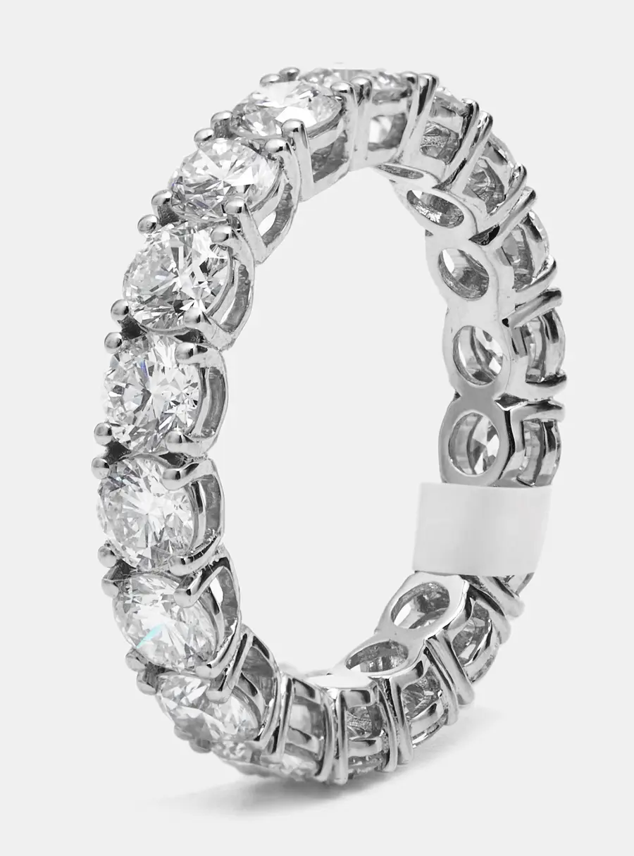 3.60 cts Round Brilliant Lab Grown Diamonds 18k White Gold Eternity Band Ring Size 52