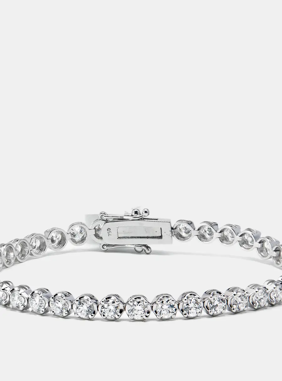 3.9 cts Round Brilliant Cut Lab Grown Diamonds 18k White Gold Tennis Bracelet