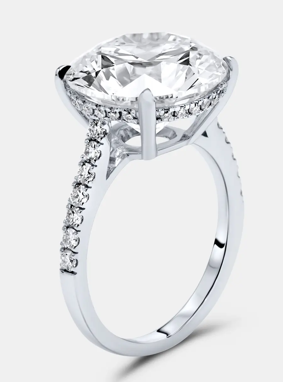 8.47 cts Round Brilliant Lab Grown Diamond 18k White Gold Ring Size 51