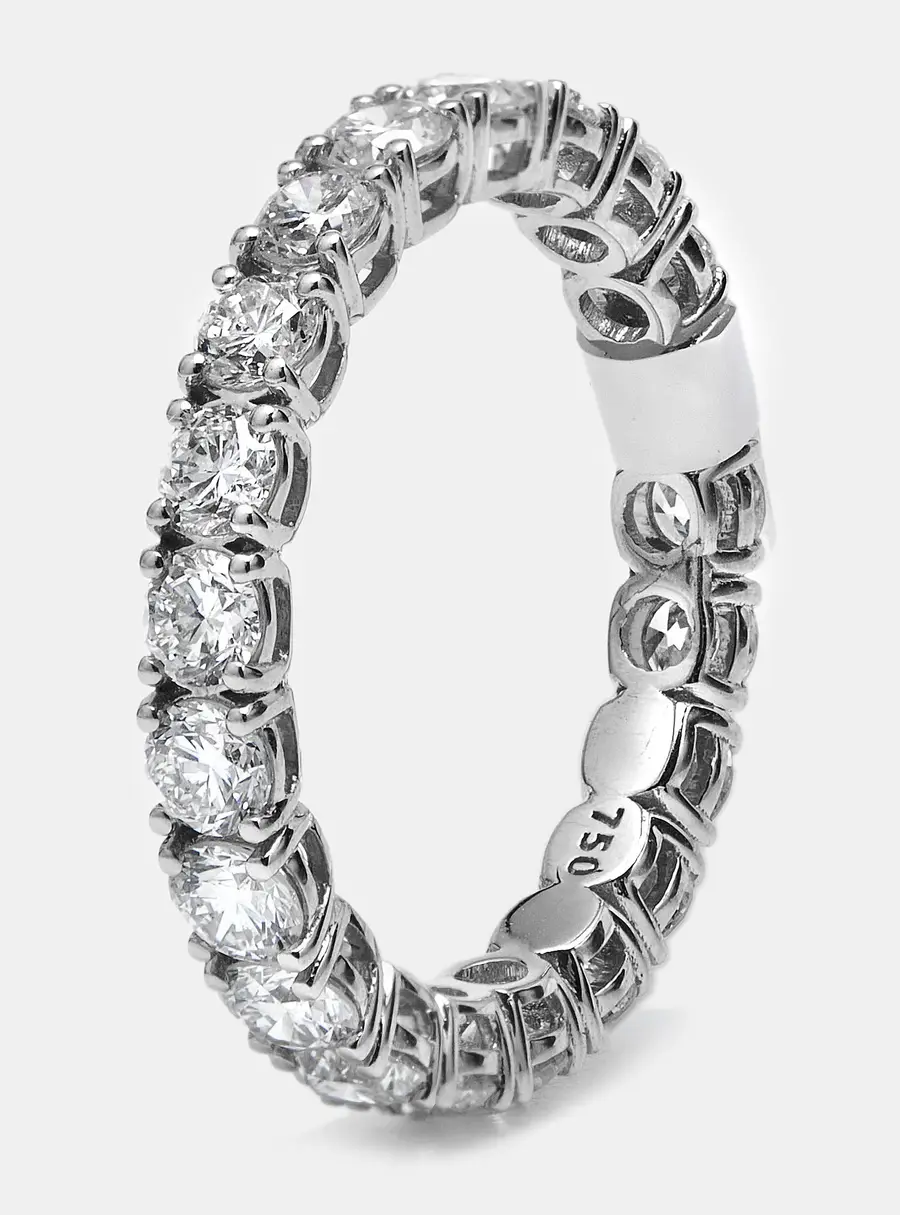 2.25 cts Round Brilliant Lab Grown Diamonds 18k White Gold Eternity Band Ring Size 54