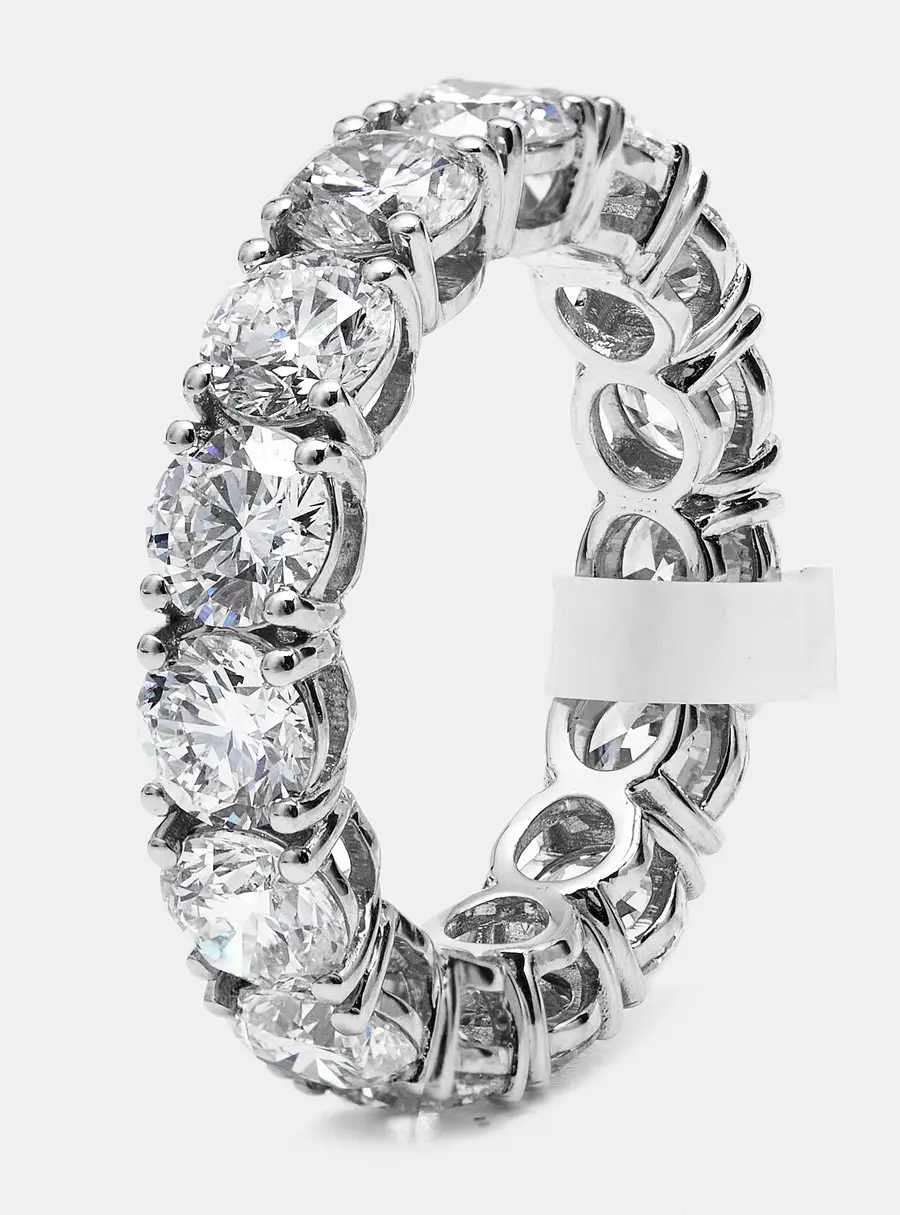 6 cts Round Brilliant Lab Grown Diamonds 18k White Gold Eternity Band Ring Size 52