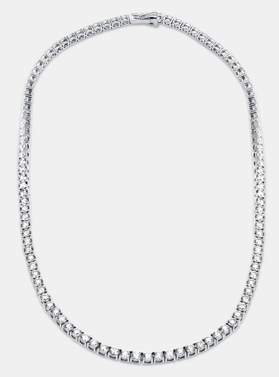 26.00 cts Round Lab Grown Diamonds 18k White Gold Tennis Necklace
