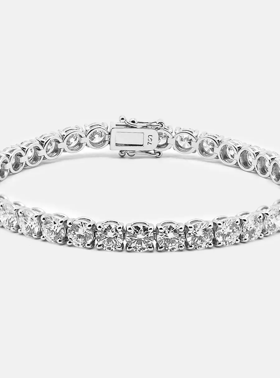 13.6 cts Round Brilliant Cut 18k White Gold Cut Lab Grown Diamonds Tennis Bracelet