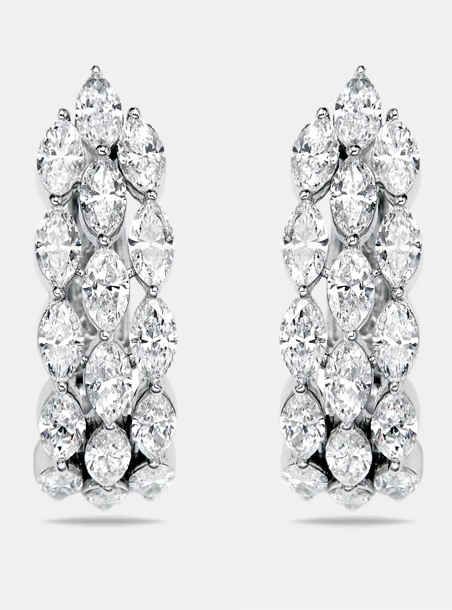 2.3 cts Marquise Lab Grown Diamond 18k White Gold Earrings