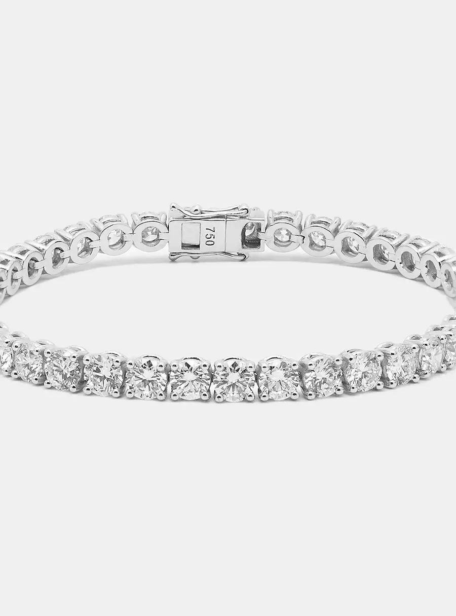 11 cts Round Brilliant Cut 18k White Gold Lab Grown Diamonds Tennis Bracelet