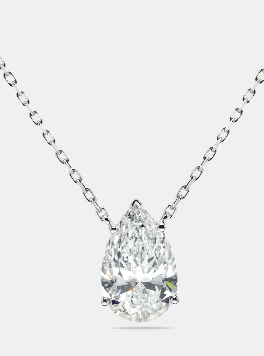 8.00 cts Pear Brilliant Cut Lab Grown Diamond 18k White Gold Chain Necklace