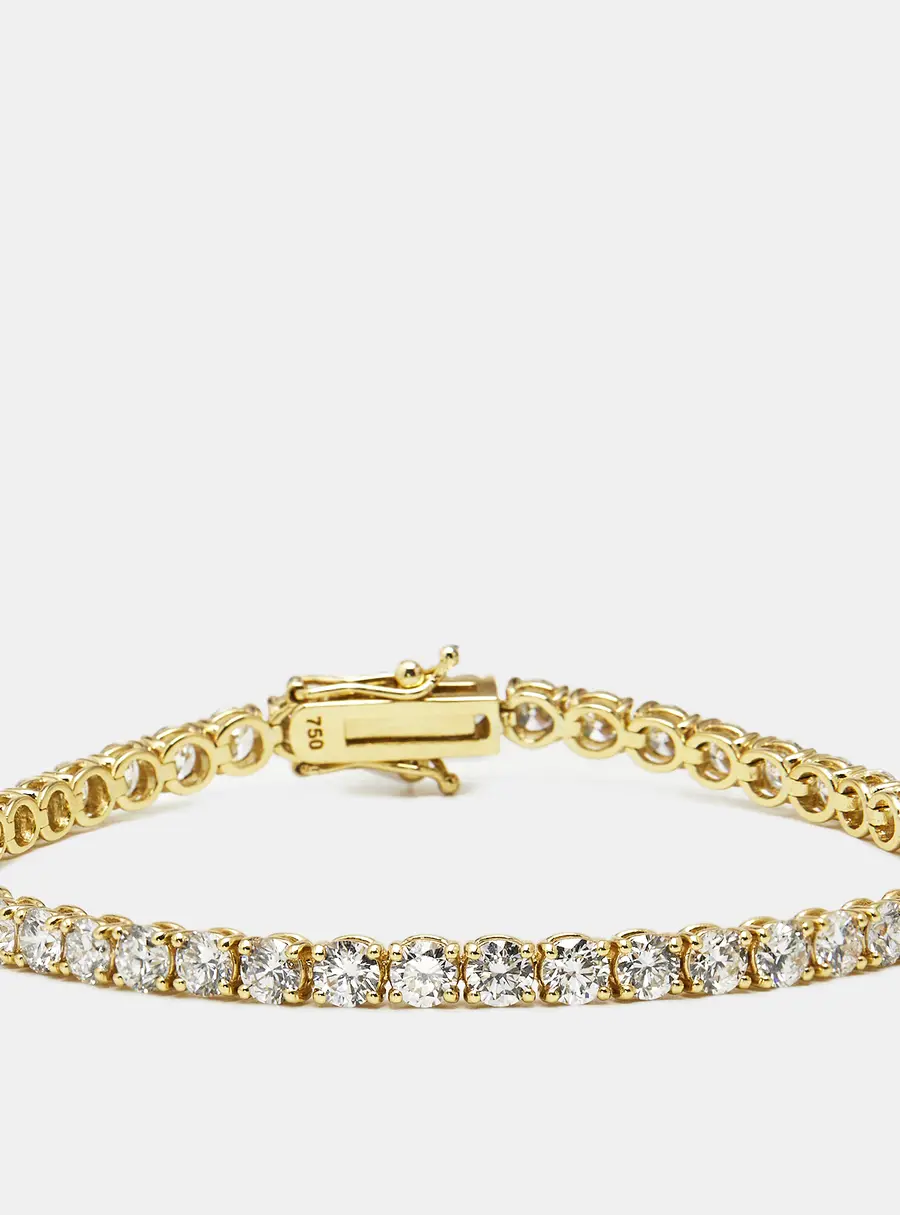5.30 cts Round Brilliant Lab Grown Diamonds 18k Yellow Gold Tennis Bracelet