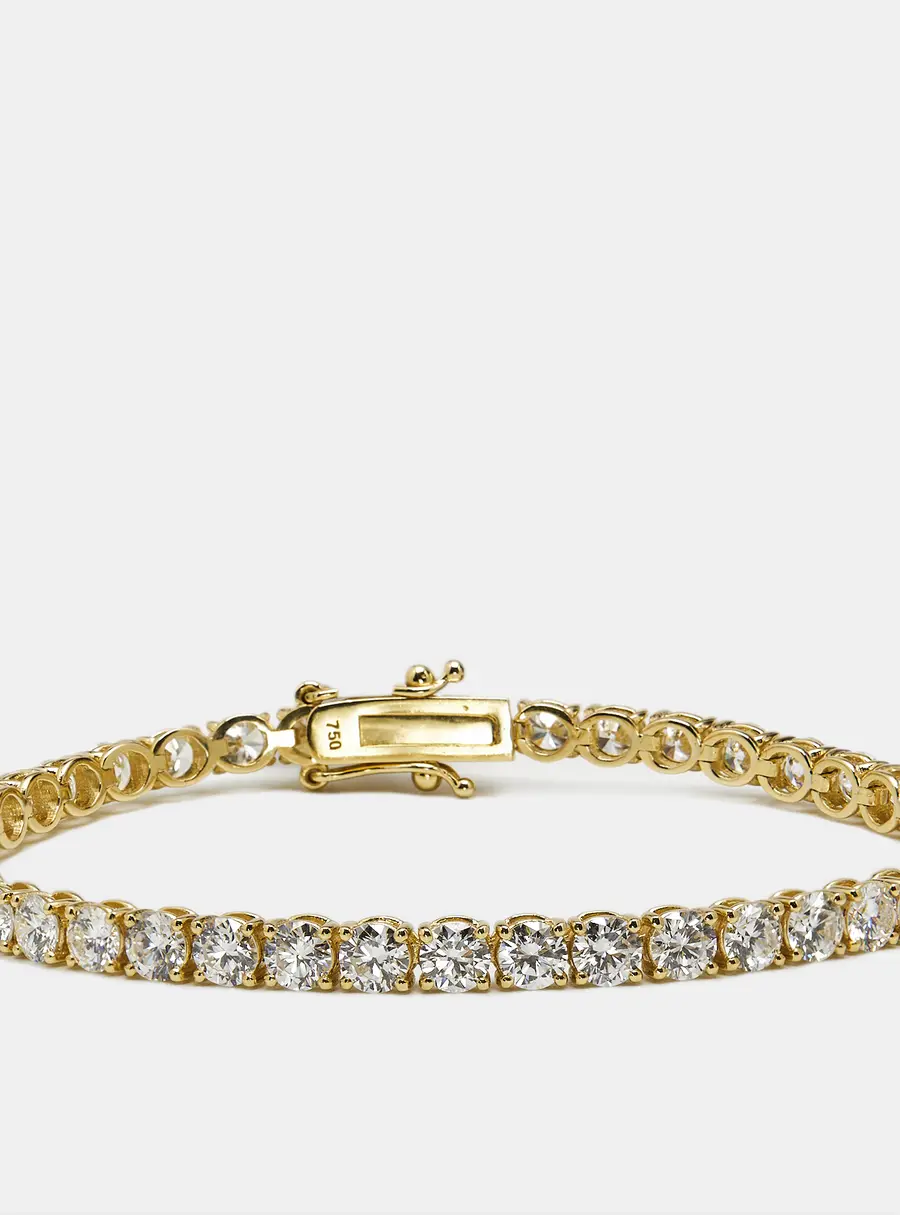 7.30 cts Round Brilliant Lab Grown Diamonds 18k Yellow Gold Tennis Bracelet