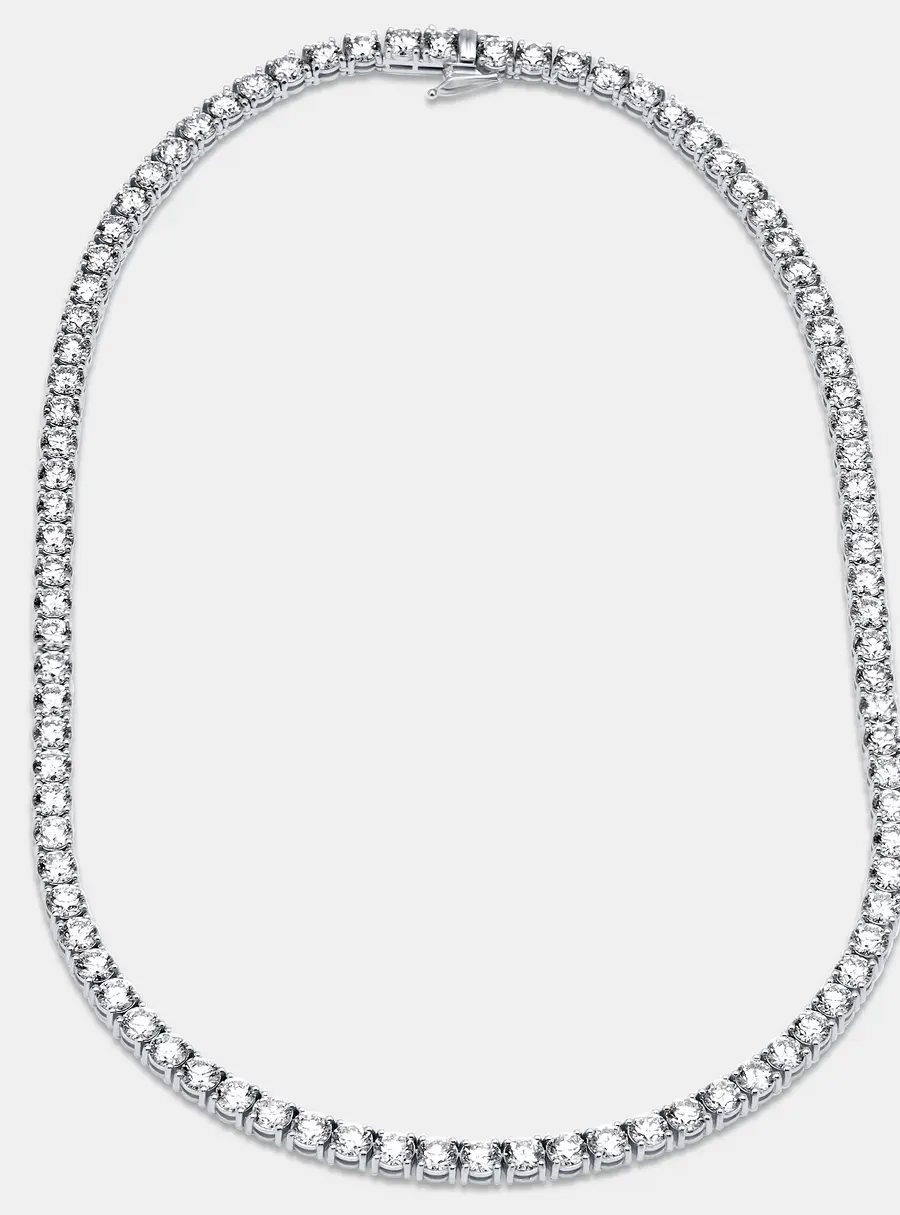 30.00 cts Round Lab Grown Diamonds 18k White Gold Tennis Necklace