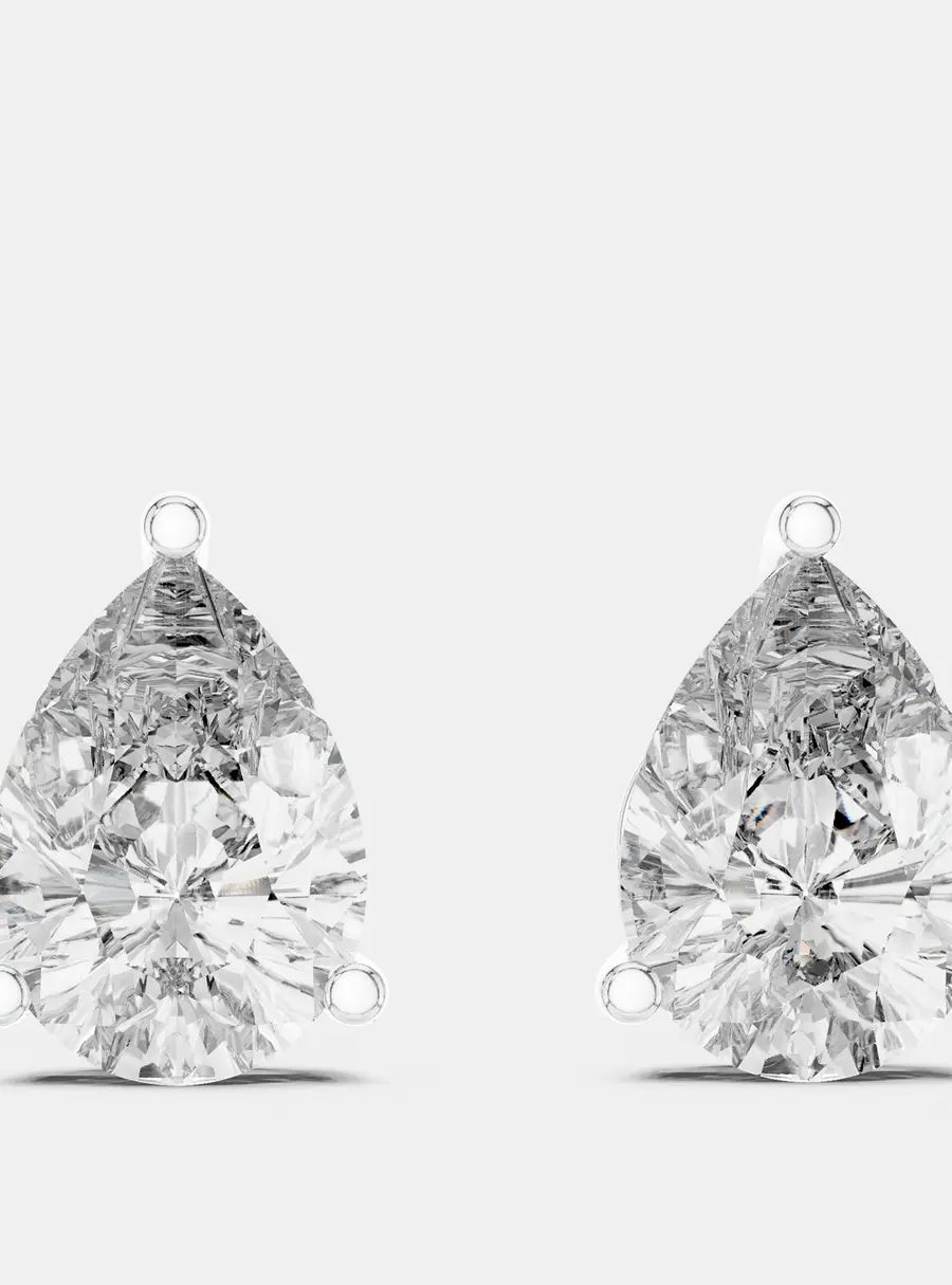 4.00 cts Pear Cut 18k White Gold Lab Grown Diamond Stud Earrings