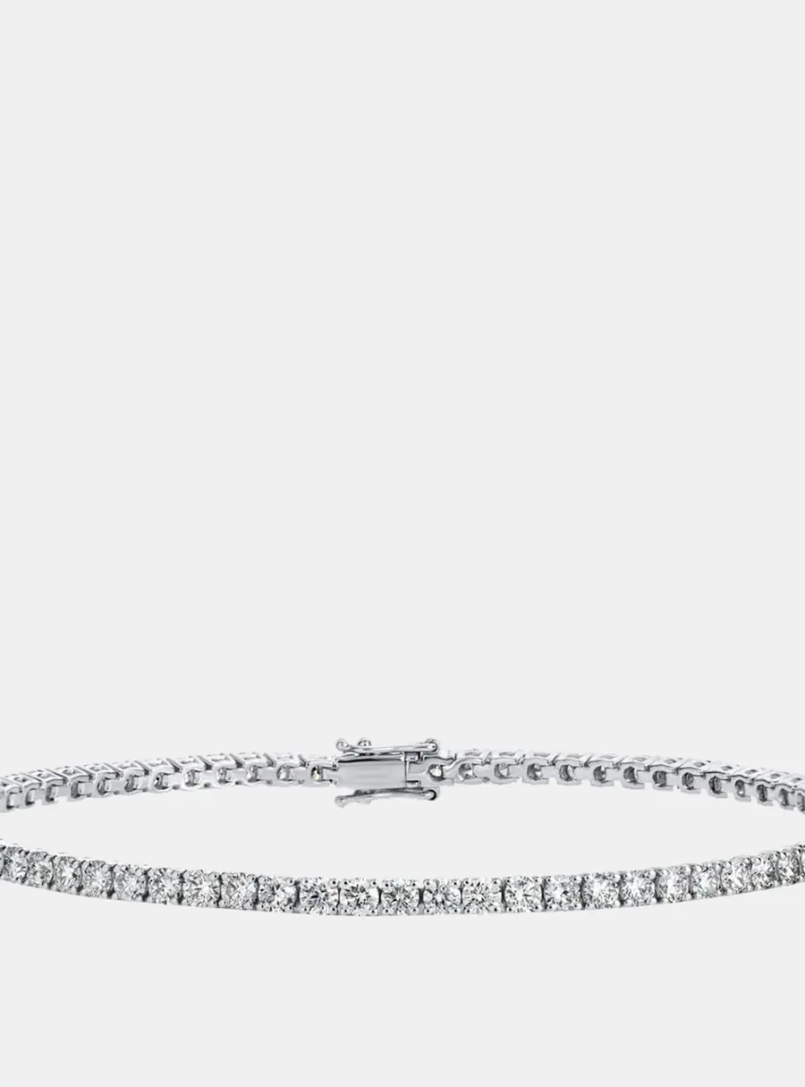 3.30 cts Round Brilliant Lab Grown Diamonds Sterling Silver 925 Tennis Bracelet
