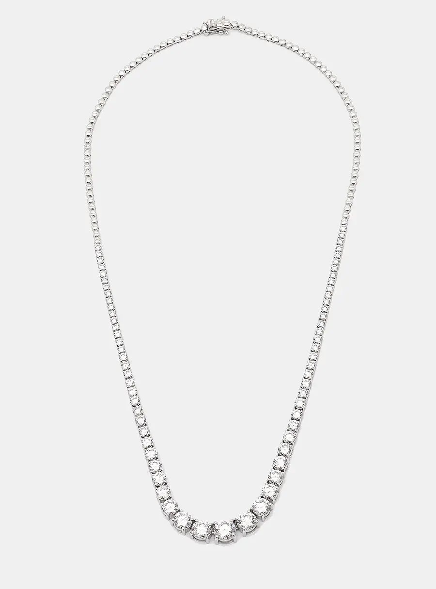 11.00 cts Round Brilliant Cut 18k White Gold Lab Grown Diamonds Graduating Necklace