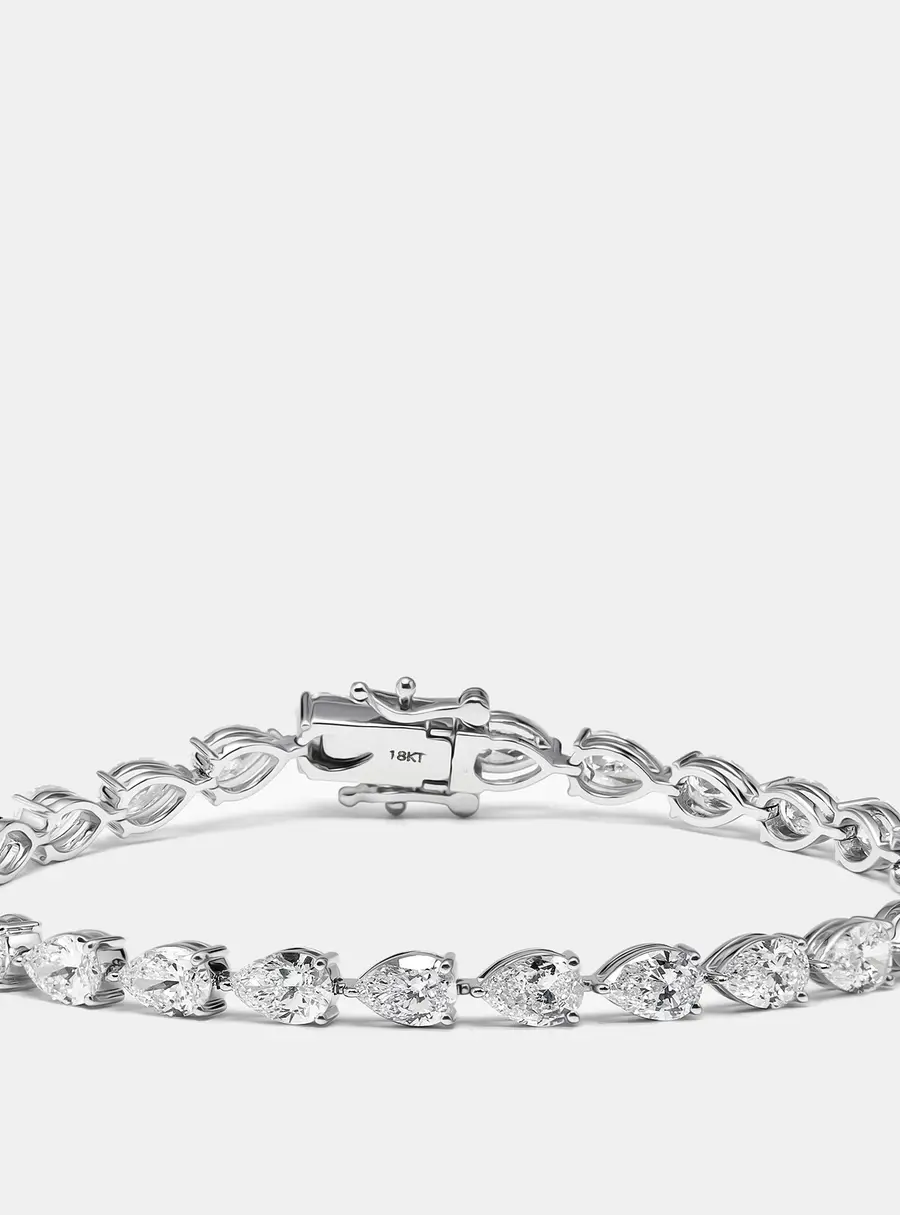 8.8 cts Pear Brilliant Lab Grown Diamonds 18k White Gold Bracelet