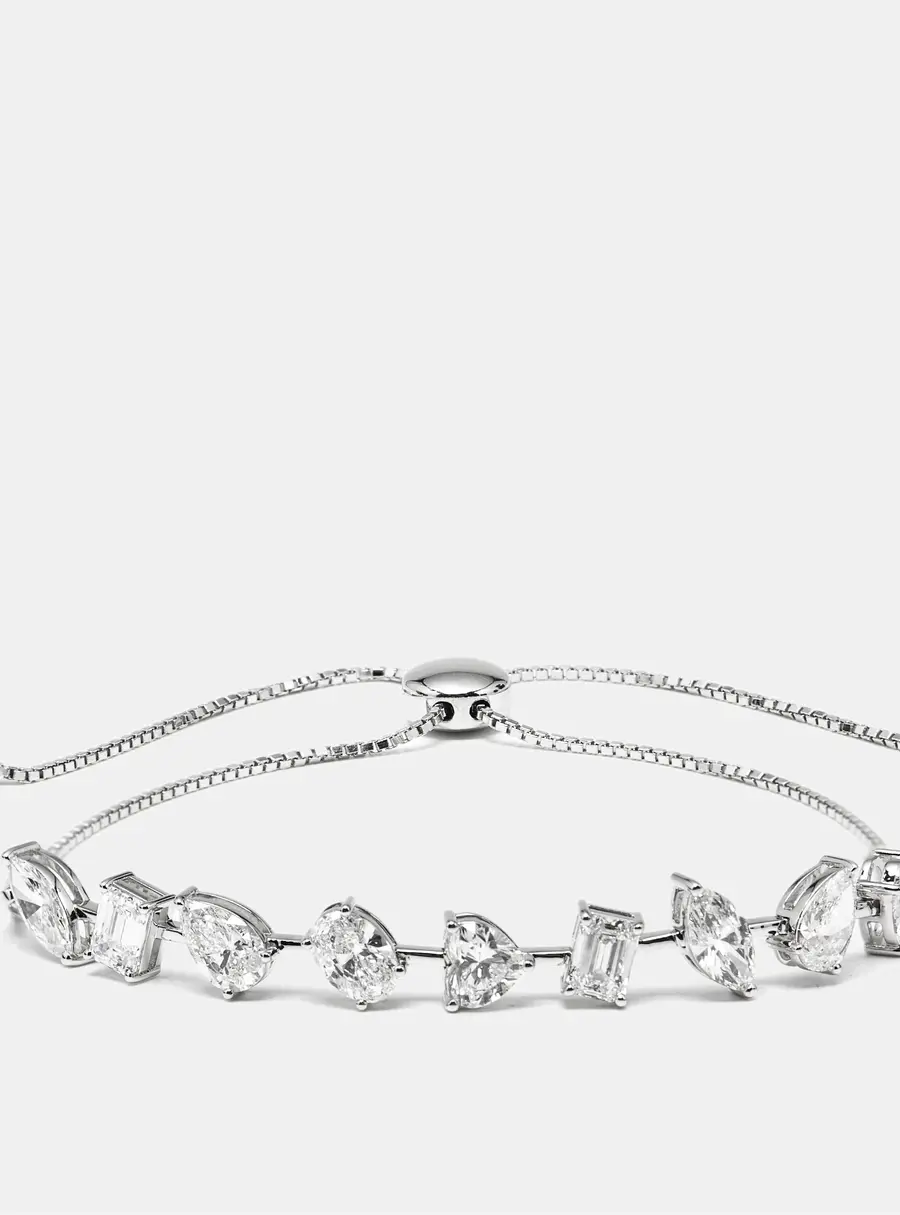 4.4 cts Oval, Pear, Marquise, Emerald Cut, Heart Lab Grown Diamonds 18k White Gold Bracelet