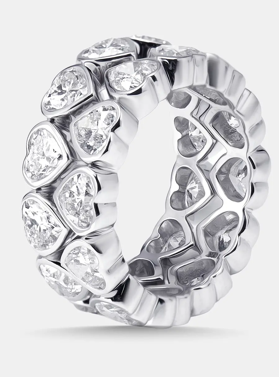 6 cts Heart Lab Grown Diamonds 18k White Gold Ring Size 51