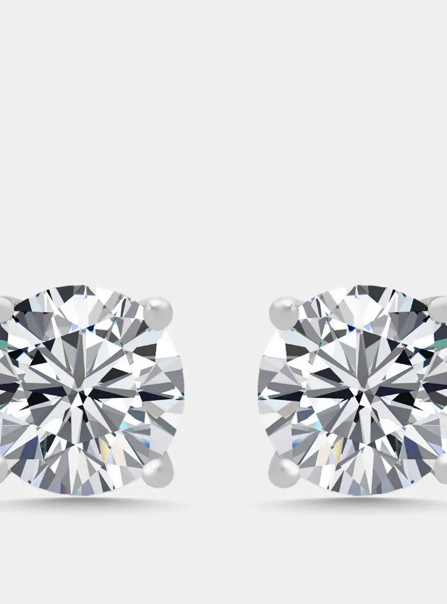 2 cts Round Lab Grown Diamonds 18k White Gold Earrings