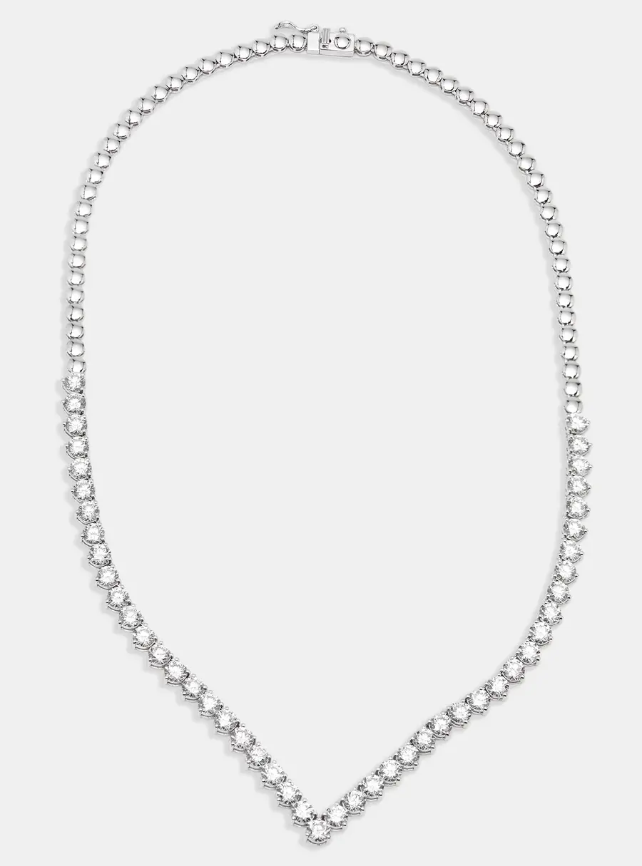 14.2 cts Round Lab Grown Diamonds 18k White Gold Necklace