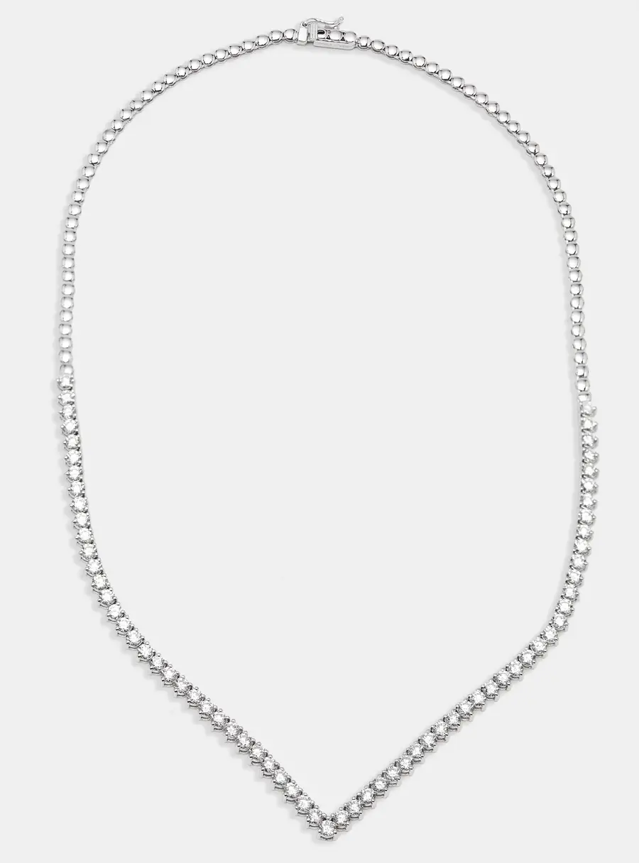 7.3 cts Round Lab Grown Diamonds 18k White Gold Necklace