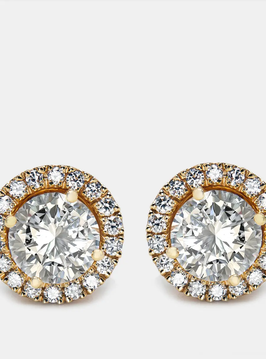 1.4 cts Round Lab Grown Diamonds 18k Yellow Gold Earrings