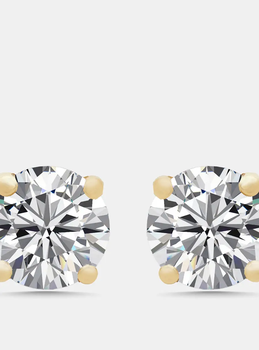 1 cts Round Lab Grown Diamonds 18k Yellow Gold Earrings