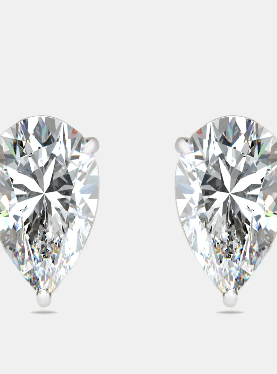 4.00 cts Pear Brilliant Cut 18k White Gold Stud Earrings
