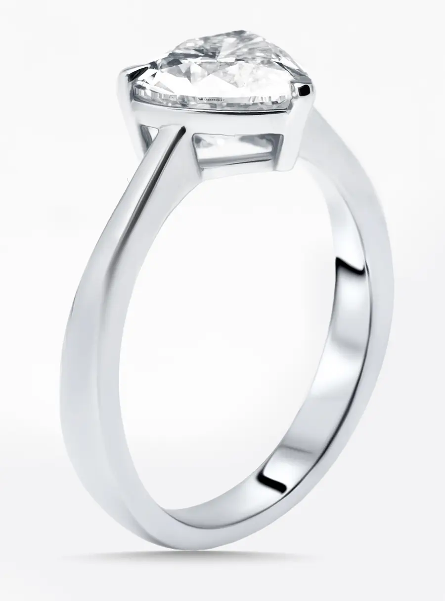 2.06 cts Heart Lab Grown Diamond 18K White Gold Ring Size 54