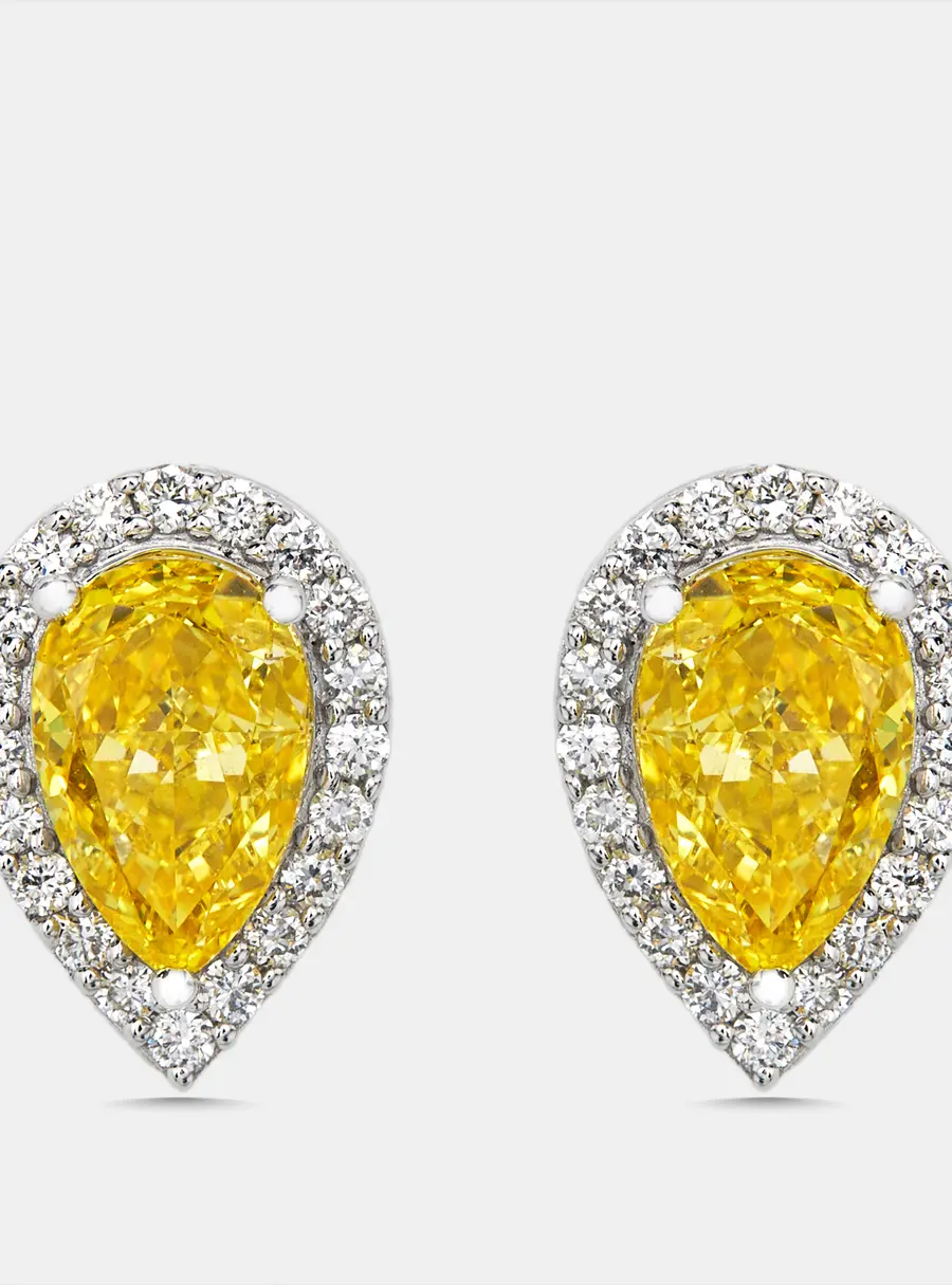 2.4 cts Pear, Round Lab Grown Diamonds 18k White Gold Earrings