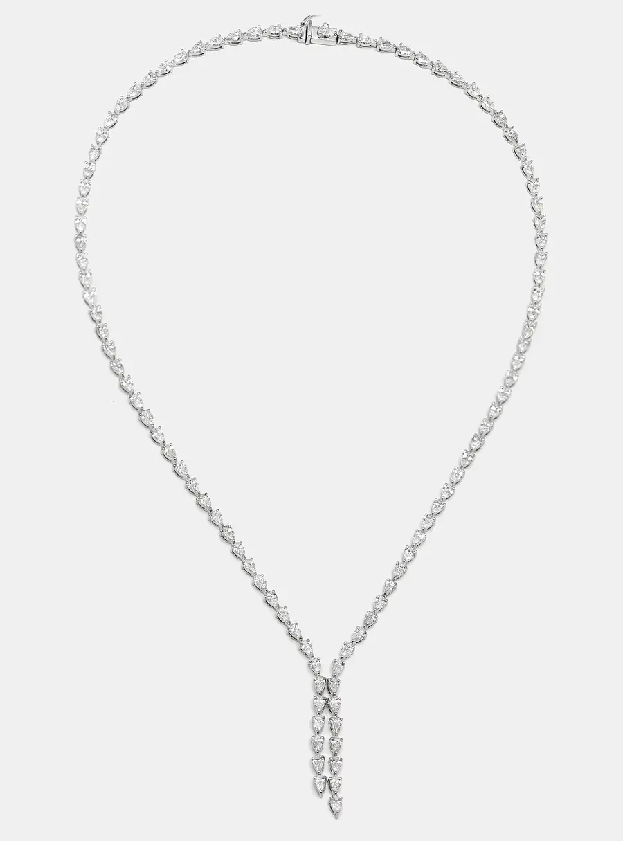 10 cts Pear Lab Grown Diamond 18k White Gold Necklace
