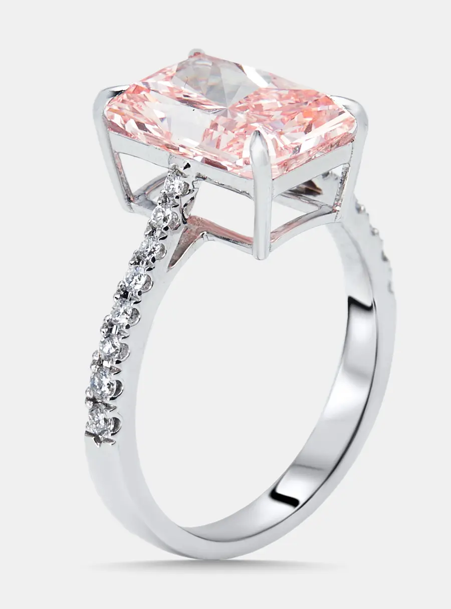 7 cts Radiant, Round Lab Grown Diamonds 18k White Gold Ring Size 53