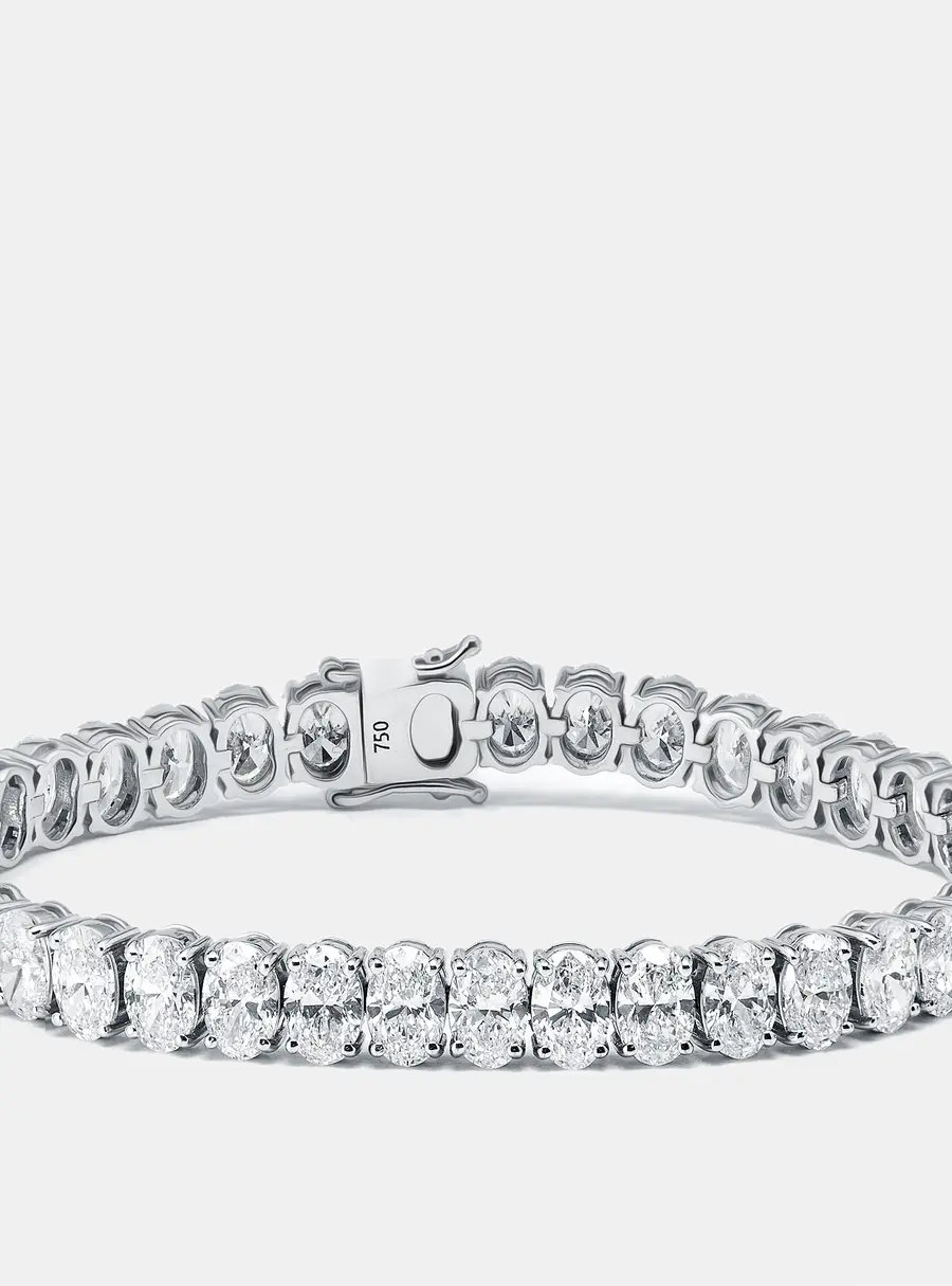 16 cts Oval Lab Grown Diamonds 18k White Gold Bracelet