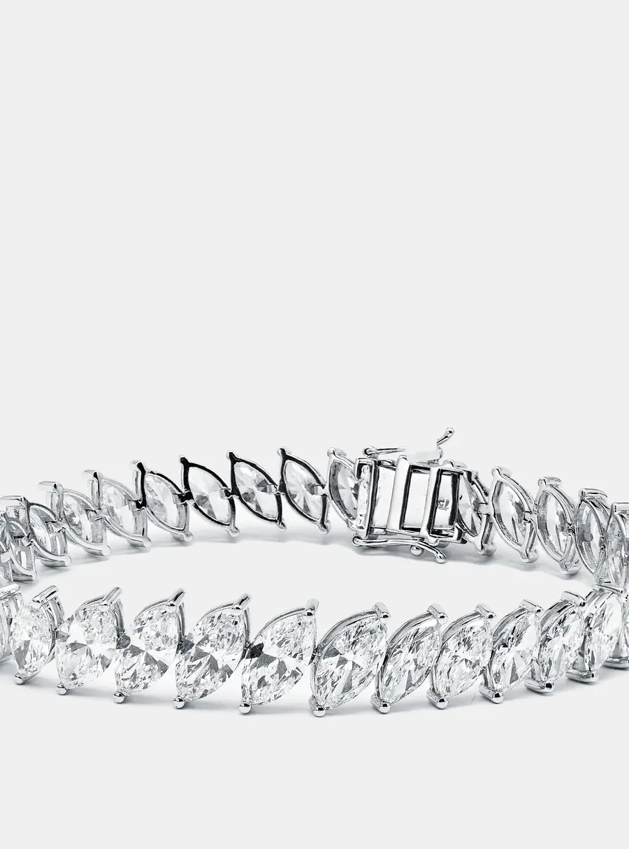 20.5 cts Marquise Lab Grown Diamonds 18k White Gold Bracelet