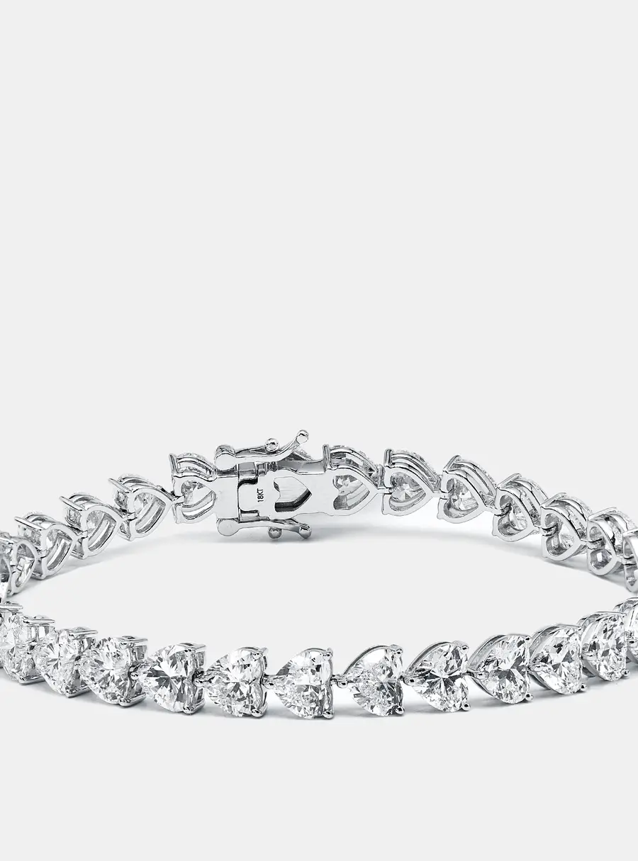 16 cts Heart Lab Grown Diamonds 18k White Gold Bracelet