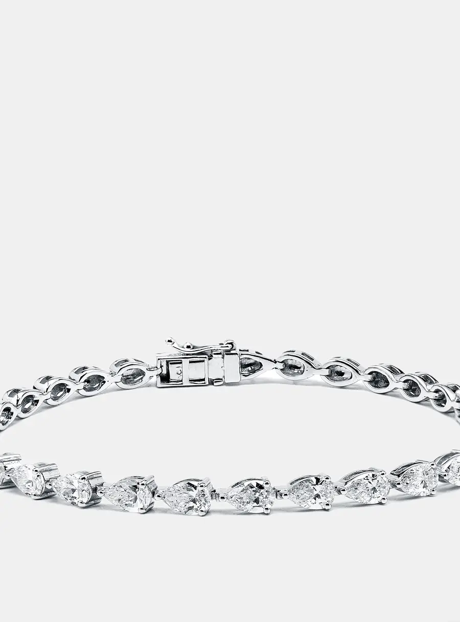 8.5 cts Pear Lab Grown Diamonds 18k White Gold Bracelet