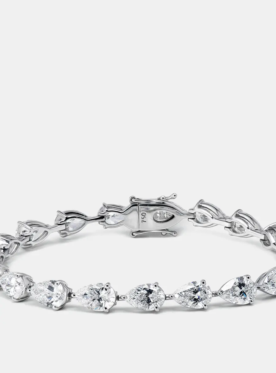 13.5 cts Pear Lab Grown Diamonds 18k White Gold Bracelet