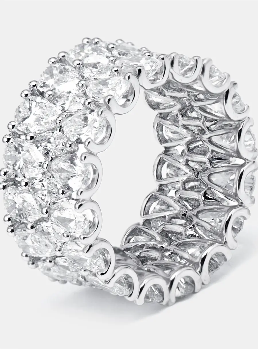 9.5 cts Pear, Marquise Lab Grown Diamonds 18k White Gold Ring Size 55