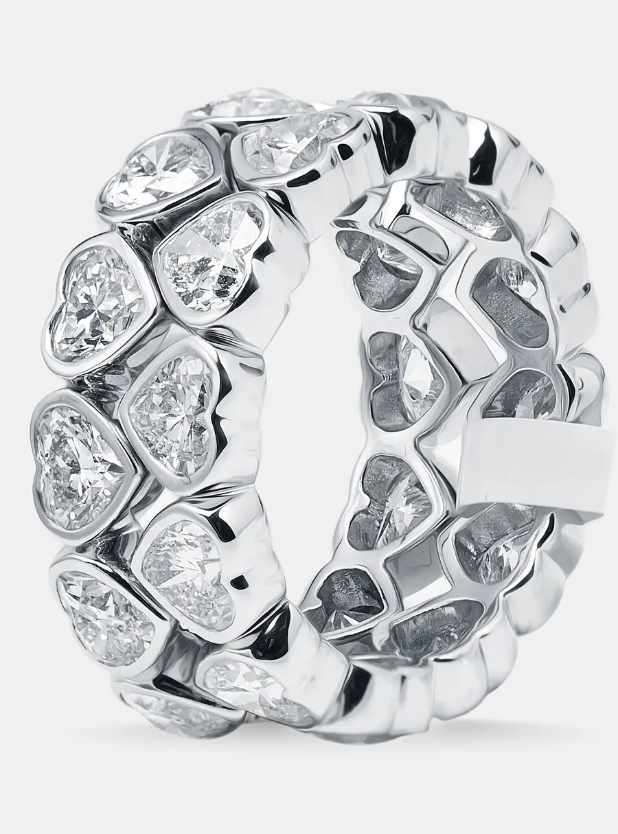6 cts Heart Lab Grown Diamonds 18k White Gold Ring Size 52