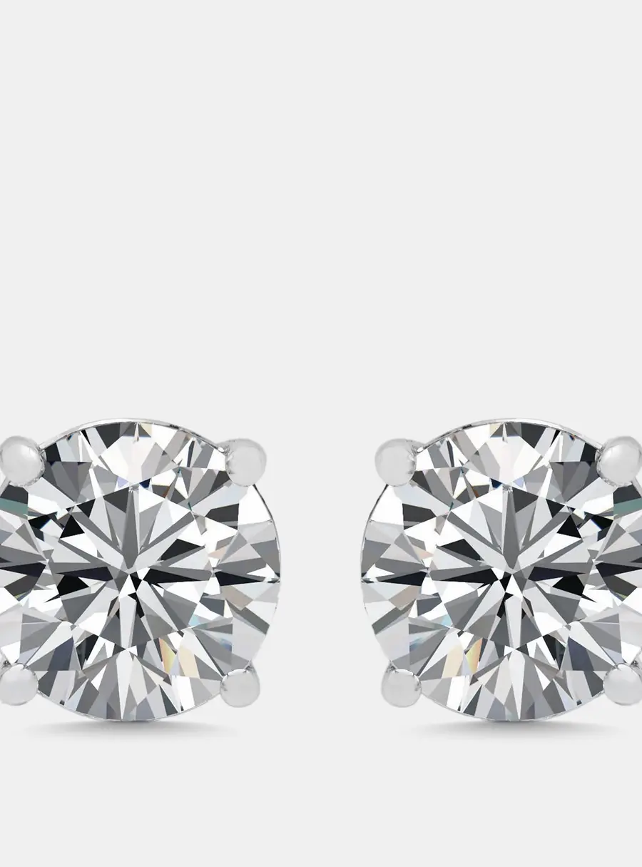 2.06 cts Round Lab Grown Diamond 18K White Gold Earrings