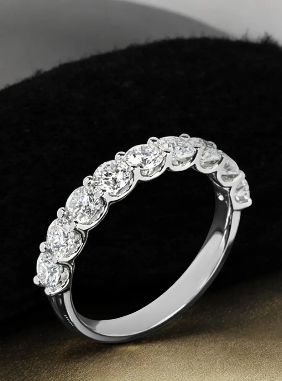 1.50 cts Round Cut Lab Grown Diamond 14k White Gold Wedding Band Size 6
