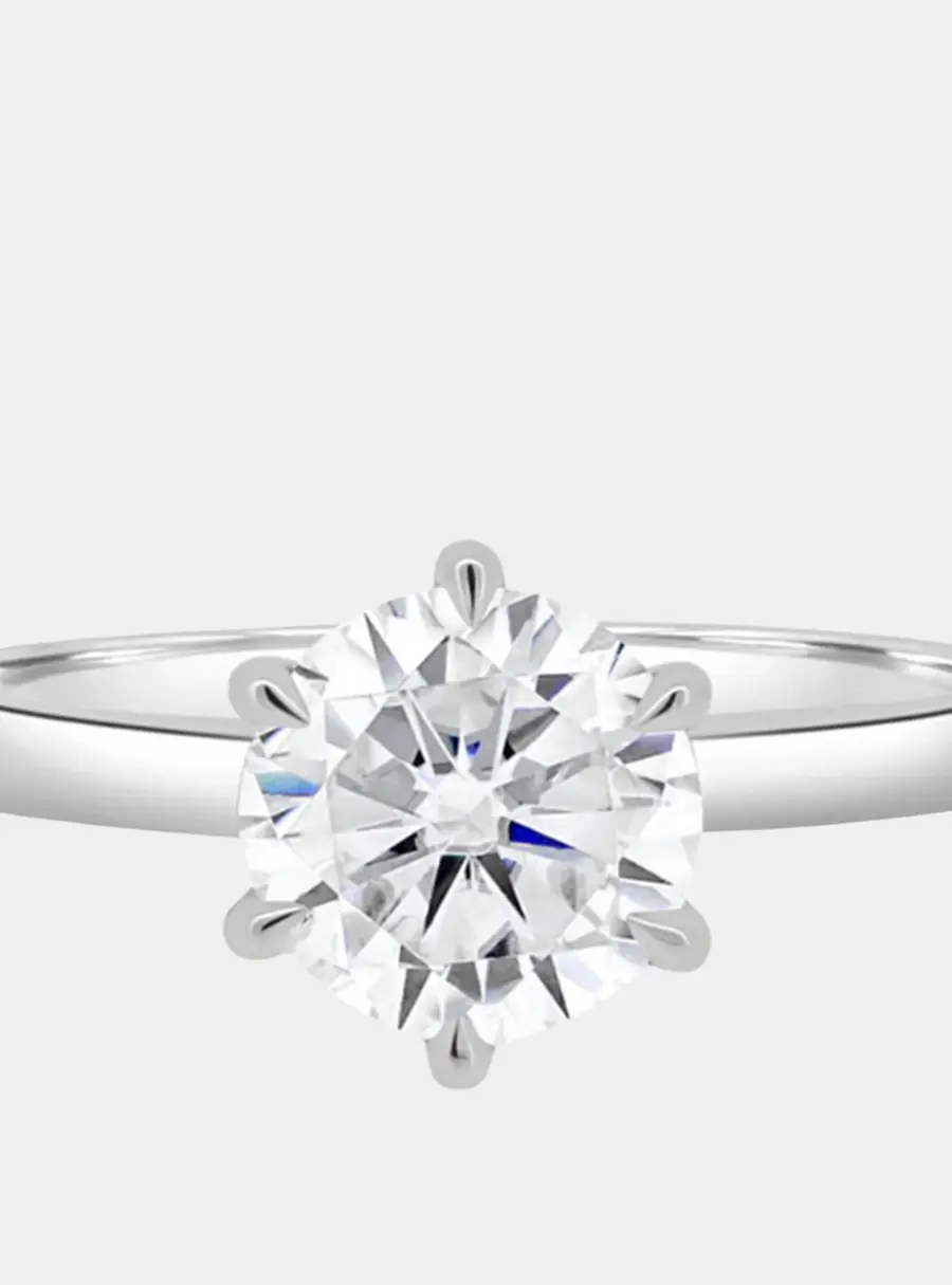 1.5 cts Round Lab Grown Diamond 14k White Gold Wedding Ring Size 52