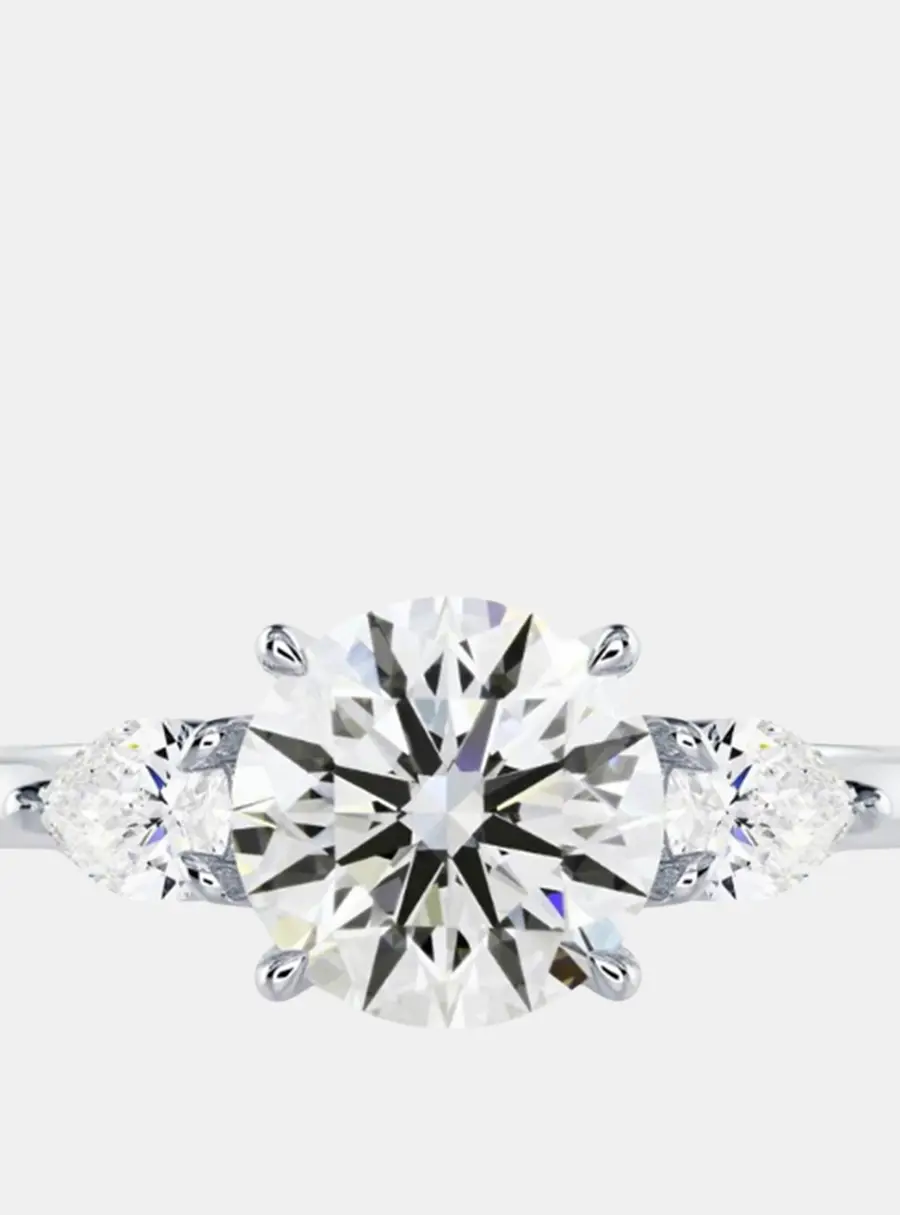 2.85 cts Round Lab Grown Diamond 14k White Gold Ring Size 7