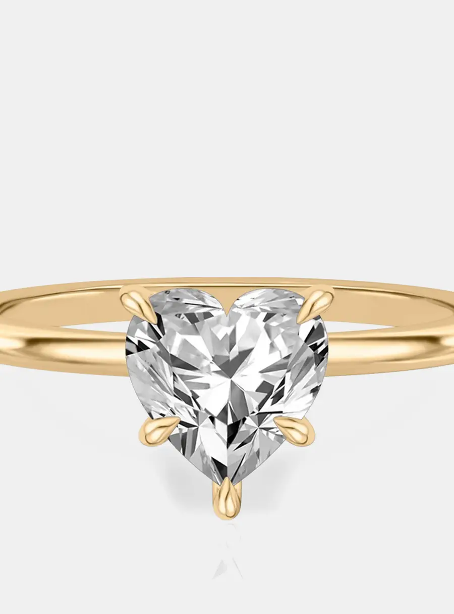 1.1 cts Heart Lab Grown Diamond 14k Yellow Gold Wedding Ring Size 52