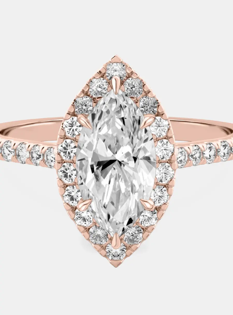 1.6 cts Marquise Lab Grown Diamond 14k Rose Gold Wedding Ring Size 52