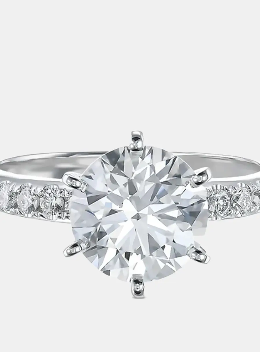2.8 cts Round Lab Grown Diamond 14k White Gold Engagement Ring Size 52